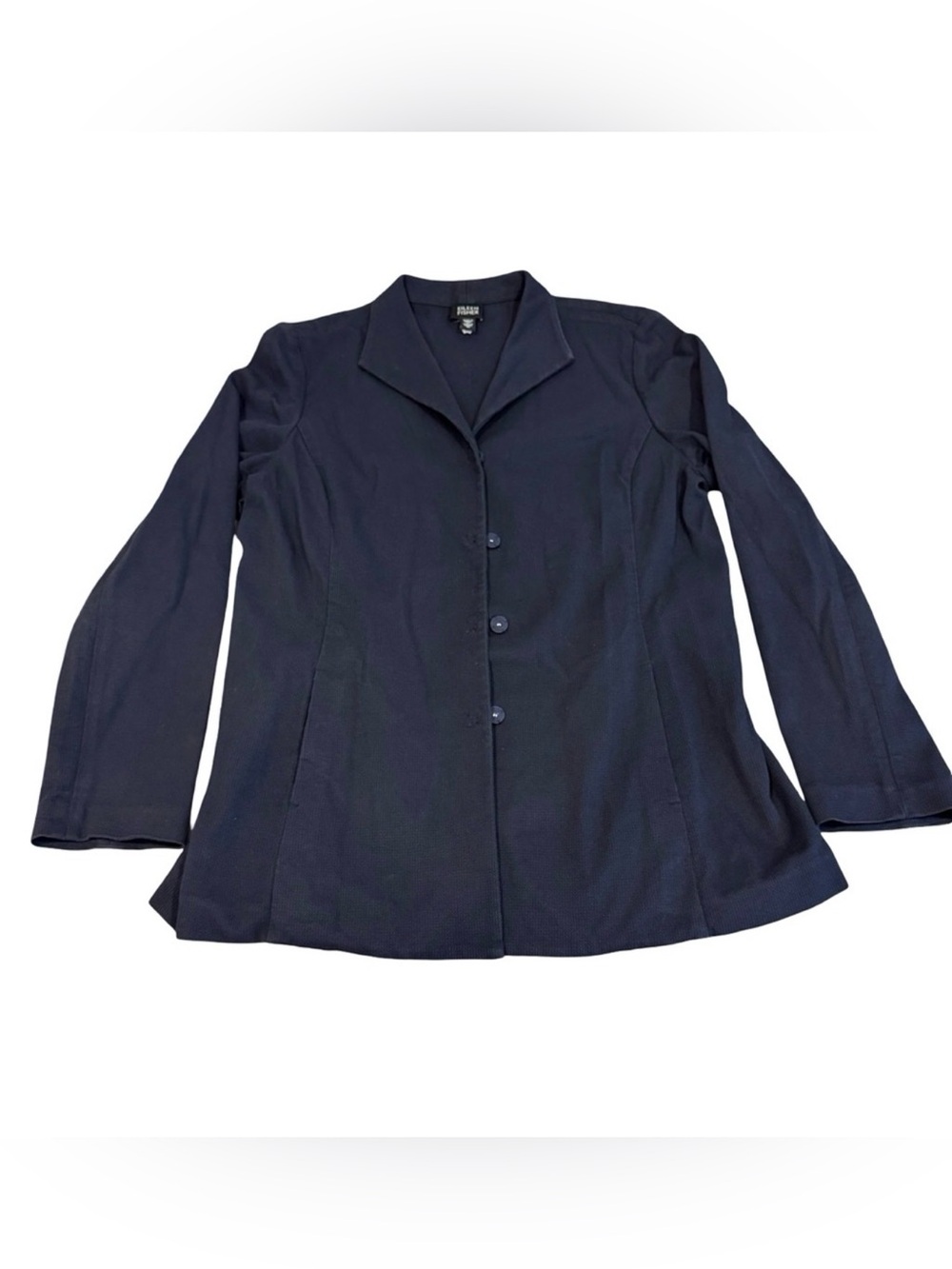 Eileen Fisher Navy Cotton Stretch Shirt Jacket Women’s Size M Italian Fabric
